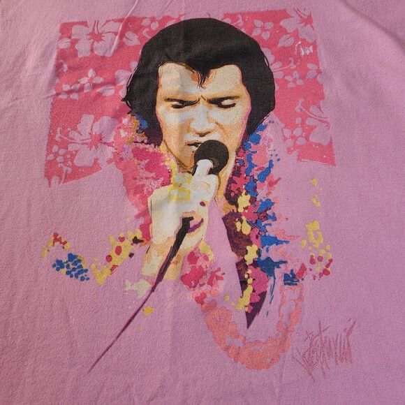 Graceland Elvis Light Pink With Graphics Tshirt Size XL - Picture 2 of 6